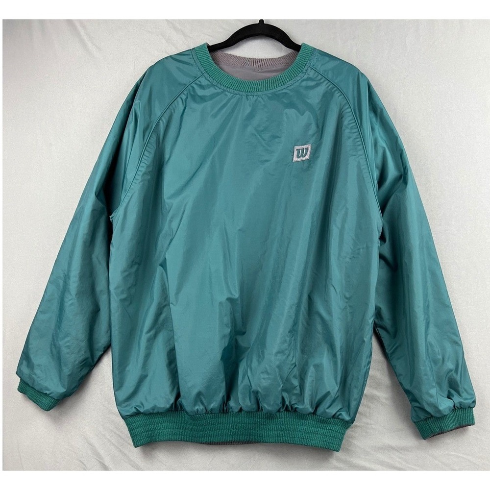 Vintage Wilson Windbreaker Pullover Men XL Teal Green Embroidered Logo 80's/90's